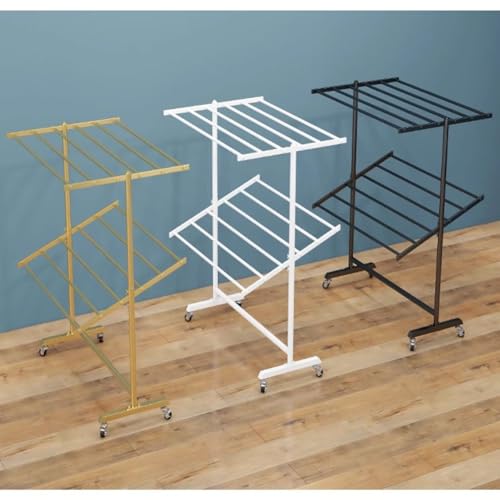 Soporte de exhibición ajustable multicapa, organizador de telas y bufandas con ruedas 5