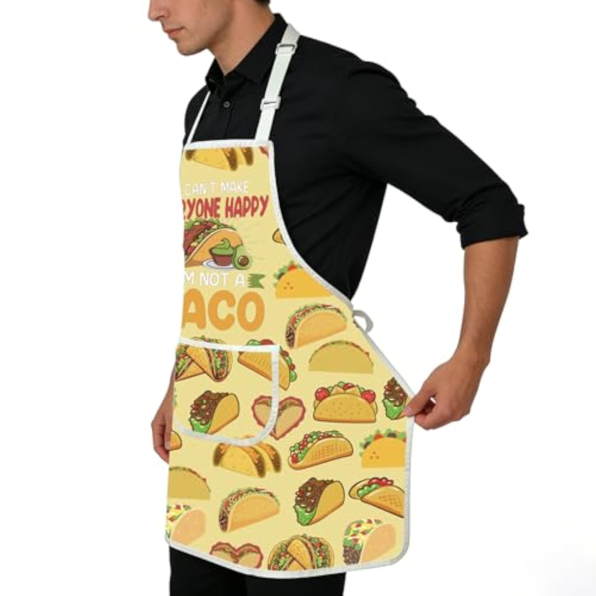 Tacos Themed Kitchen Apron with Pockets, Gift for Taco Lovers