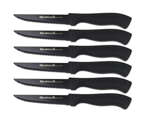 Quttin, 6 coltelli da bistecca neri, 11 cm