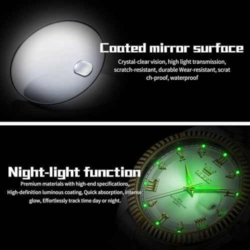 Image of OLEVS Classic Mens Watch Diamond Analog Luxury Watches Stainless Steel Waterproof Date Two Tone Luminous Watch for Men