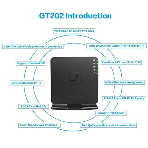 VoIP Wireless Router with 2 Ports Voice Over IP GT202 with WiFi VOIP Gateway Telephone GT202 SIP PBX Adapter EU Plug