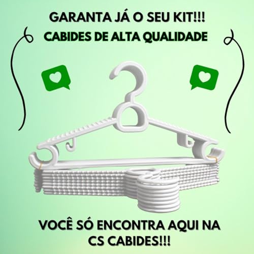 Cabide Infantil Antideslizante Multiuso Kit 50 Cabides Infantis Branco