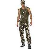 Smiffy de - Ropa de camuflaje incl. pantalones y camiseta de tirantes, hombre, tamaño: