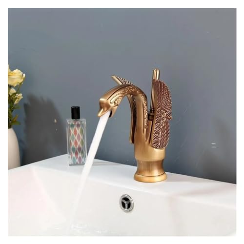 Robinet de lavabo cygne en laiton antique, l'élégance européenne pour salle de bains