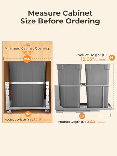 Canecas de basura extraíbles FOHERE 35 QT x2 para cocina miniatura 4