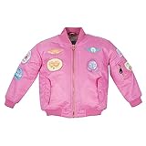 Youth MA-1 Flight Jacket | Pink, Nylon, With Patches | Kids Size 8