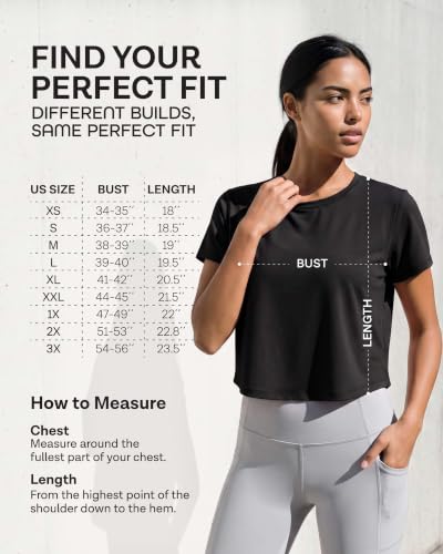 Image of Real Essentials 5 Pack: Women's Dry Fit Crop Top - Short Sleeve Crew Neck Stretch Athletic Tee (Available in Plus Size)