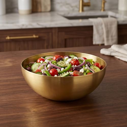 Tazón para ensalada de acero inoxidable dorado 10 pulg miniatura 3