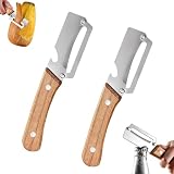 Spargelschäler, 2-in-1 Sparschäler, Gemüseschäler Kartoffelschäler aus Edelstahl mit Holzgriff...