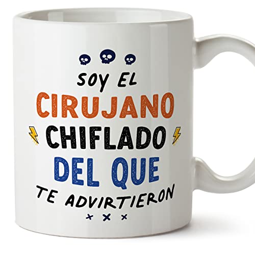 MUGFFINS Tazas para CIRUJANO hombre - En Español - Todos te advirtieron - 11 oz / 330 ml - Regalo original y divertido