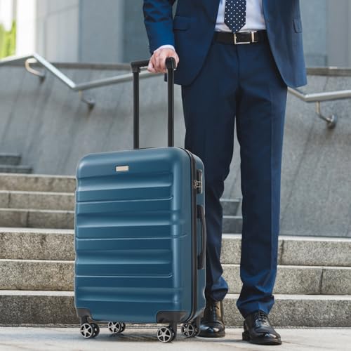 6Piece ABS Hardshell Luggage Set Lightweight&Durable Suitcases with Dual Spinner Wheels, Carry-On&Check-In Sizes for Travel&Business,Inky Blue2
