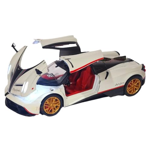 Image of VARIYA ENTERPRISEAlloy Metal Pull Back Diecast Car Scale Model Metal Pullback Toy Car with Openable Doors & Light, Music for Gift,Party Decorations Toy (1 /24 Big Pagani Huayra - White)