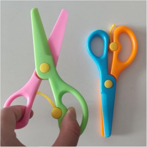 3 PCS Kids Safety Scissors - Preschool Training Scissors For Ages 3-5, Blunt Tip For Arts & Crafts