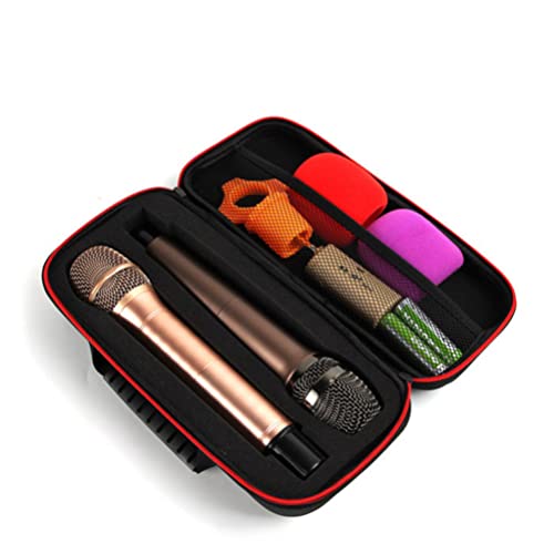Vaguelly Mic Storage Pouch Two Wireless Microphone Portable Storage Case Eva Dual Mic Bag Shockproof Microphone Case Handheld Microphone Hard Carrying Case With Handle Dynamic Microphone #TOP7