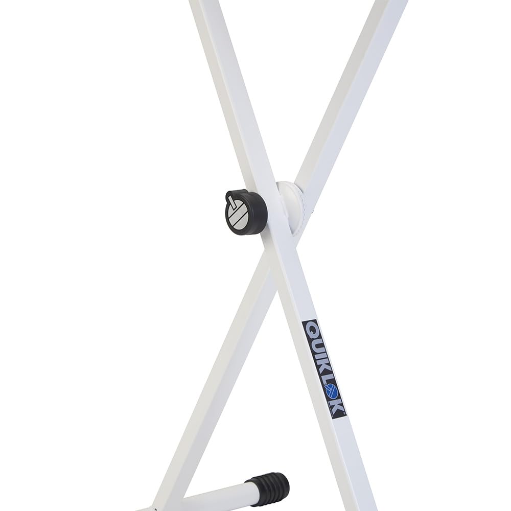 QUIK LOK - T10-WH Support Clavier en X Blanc, Support pour Clavier, 9 Niveaux de Hauteur, Réglable en X, Profondeur de Base 46,3 cm, Profondeur des Supports 35,7 cm, Couleur Blanc