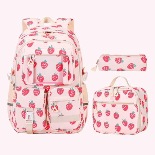 3 Pcs Set Backpack with Lunch Bag Bookbag for2