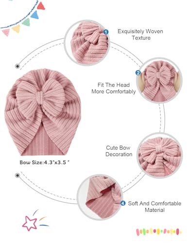 3 Pack Velvet Baby Turban Hats with Bow, Stretchy Baby Head Cover Beanies for Newborn, Toddler, Infant Head Wraps3