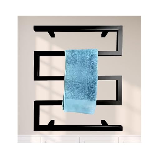LYMGRZ Toallero Negro con radiador para baño, con cableado, para Montaje en Pared, Calentador de Toallas de Acero Inoxidable para secar Toallas y Prendas.