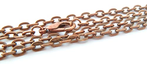 CleverDelights Colares de corrente de cabo de 3 x 4 mm - cor cobre antigo - pacote com 20 - 61 cm