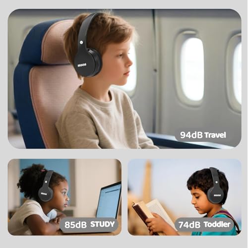 Image of MIDOLA Kids Headphones Bluetooth 5.4 Wireless 68H Play Time Volume Limit 85 /94dB Over-Ear Foldable Headset,Type-C Fast Charging,with Wired Aux Mic for Toddler Child Pad Tablet Black