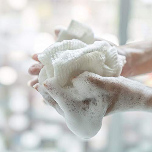 KUMA Exfoliating Washcloth & Towel: Wash & Scrub Your Body Â· Cloth for Bath & Shower Â· Japanese Design & Crafted Â· Organic & Sustainable [Natural White]