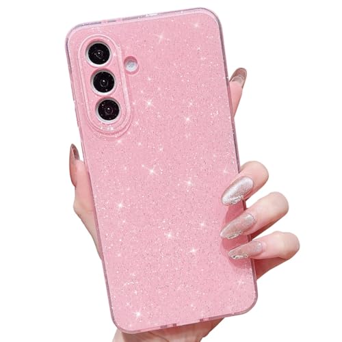 MINSCOSE Compatible with Samsung Galaxy A17 5G Glitter Case,Cute Aesthetic Bling Thin Slim Shockproof Sparkly Shiny Cover for Samsung Galaxy A17 5G for Women Girls 6.7 inch-Pink