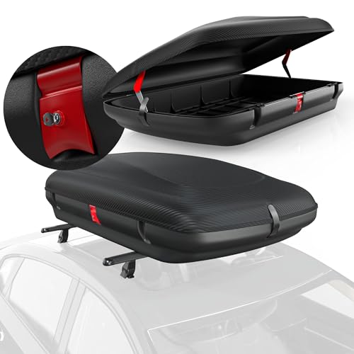 Dachbox Auto VDP-BA320 - Dachkoffer für Auto 320l - Autobox Dach im Carbonlook - Roof Box Autodach mit Zentralverriegelung - Aerodynamische Dachbox