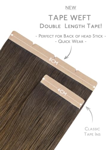 Image of WENNALIFE 3.15 inch Wide Tape in Hair Extensions Human Hair, Tape in Weft