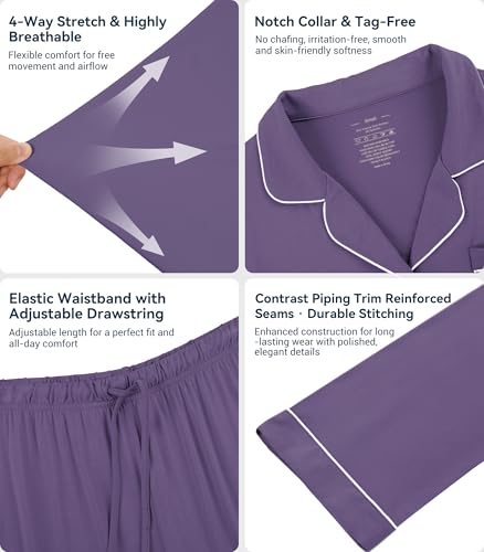 Image of WiWi Viscose from Bamboo Women's Pajamas Set Super Soft Button Down Top and Pants Sleepwear Cooling Pjs S-3X