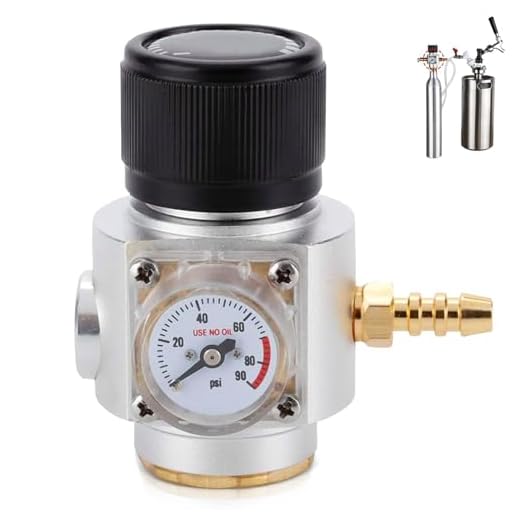 CO2-Regler, CO2 Druckminderer 2 in 1 Mini-CO2-Gasregler TR21.4 Soda-Manometer 0-90 PSI, Edelstahl Mini Gasregler,CO2 Keg Charger,Soda Manometer