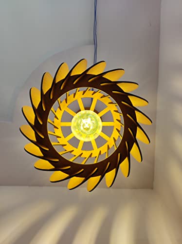 Image of Wood Pinecone Pendant lamp, Wooden Ceiling lamp, Wooden Hanging lamp handicrafted Home decore Chandelier Light (Round)