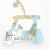 Bald Head Island, NC Golf Cart Shaped Wood Map Ornament | 4.5” Tall Wood Hanging Map Ornament with Artwork & Compass Charm | Perfect for Wine Bottles, Gift Bags, Home Decor or to Accent Christmas Tree