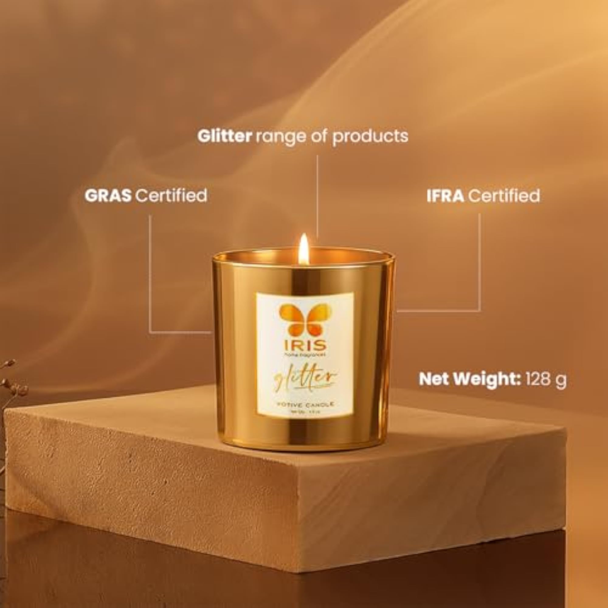 Gold Glass Votive Single Pack, Elegant Decor