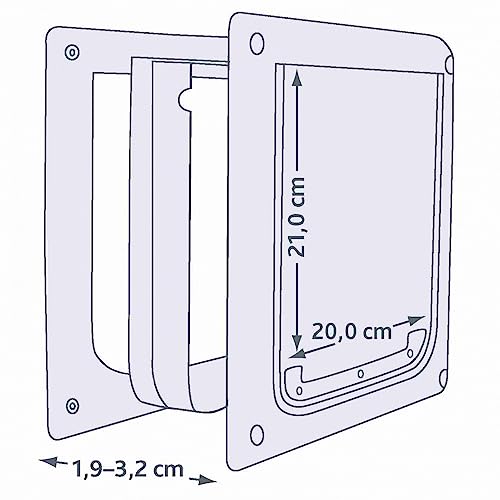 2-Wege Freilauftür für Hunde, mit Tunnel, XS–S: 25 × 29 cm, weiß