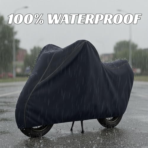 Image of 100% Waterproof Apache RTR 160 Bike Cover | Polyester Body Cover for Rain & Sun | UV Protection, Dustproof, Scratch Resistant, Windproof, Heat Resistant, Vehicle Specific Fit (Black)
