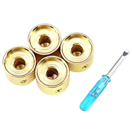 Yardwe 4pcs Metal Guitar Volume Knob Caps Sturdy Tone Control Buttons for Easy Installation Compatible with Electric Guitar Bass Durable Wear Resistant Parts