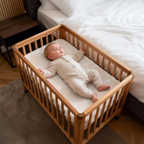 Image of Baby Bassinet Mattress, Breathable, Hypoallergenic, Premium Foam, Non-Toxic, Rectangle Shaped with Removal Waterproof Cover,18 inch x 32 inch x 2''