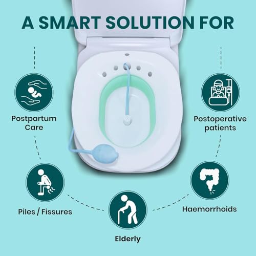 Image of Adult Sitz Bath Tub, Portable, Foldable, Plastic /Resin, Sitz Bath, Piles, Postpartum Essentials, Rectangular, Minimalist, Matte, White