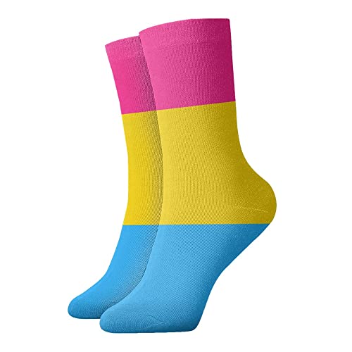Bandera Del Orgullo Pansexual Calcetine De Termicos Pantorrilla Elegantes Calcetine De Invierno Negocios Exterior Calcetines De Altos Deportivos Para Running, Exterior, Ciclismo, 40Cm