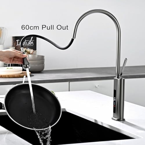 Robinet de cuisine pivotant anti brûlure avec écran de contrôle