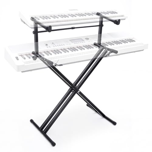 Fiada 2-tier Double x Keyboard Stand, Heavy-duty Adjustable...