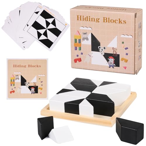 RNHDLY Brain Puzzle Spiel, Verstecktes Holzblock-Puzzle with 80 Challenges, IQ Puzzles Game, Holz Brain Teasers Spiel Puzzles