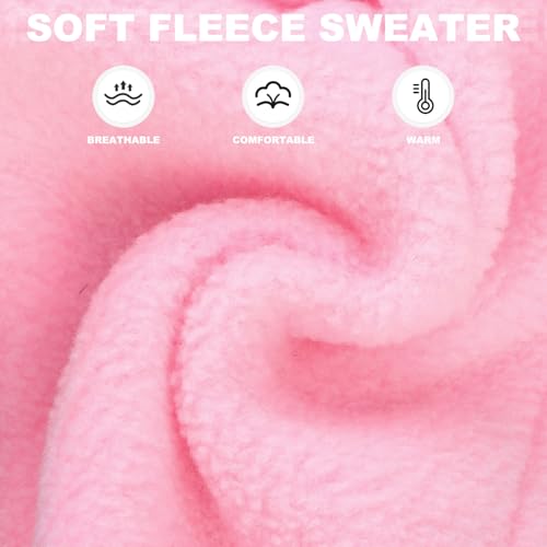 Image of Mihachi Dog Fleece Vest Sweater Zip Up Warm Pullover Step-in Dog Jacket with Dual D-Ring Leash, Winter Cold Weather Reflective Coat Clothes Hoodie for Small Medium Dogs Puppy Cat Boy Girl, Pink XL