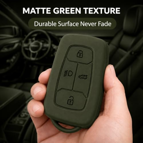 Image of JVCV Soft TPU Cover Compatible with Tata Nexon EV, Harrier, Tiago EV, Altroz, Tigor, Safari, Punch 4 Button Smart Key | Scratch-Resistant Protective Case (Matte Green Style A)