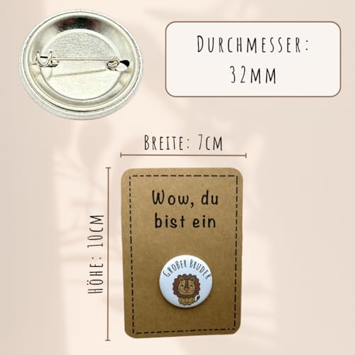 Anstecker Großer Bruder Löwe | mit Sicherheitsnadel | 32mm | Geschenk großer Bruder | Schwangerschaft ankündigen | Geschenk zur Geburt | Geschenk Geschwister