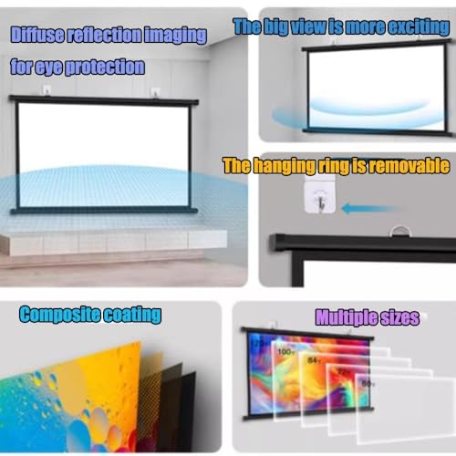 Pantalla de proyección manual 72" 4:3 HD para cine en casa miniatura 6