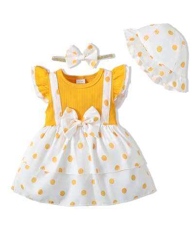 Image of SUNNY PIGGY Baby Girl Clothes Newborn Infant Dress Outfit 0 3 6 9 12 18 24 Months Skirt Set Headband+Hat