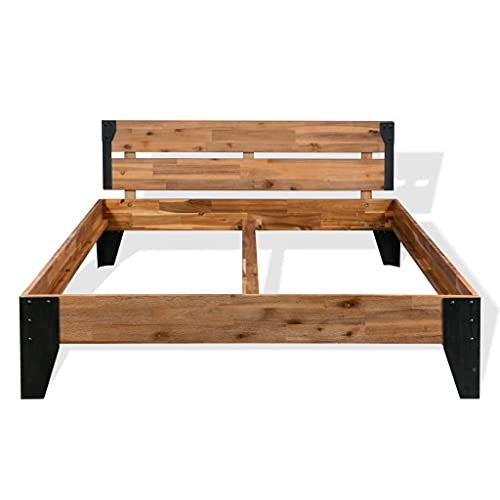 Woonisher Estructura de Cama sin colchón Madera Acacia Acero 152x203 cm