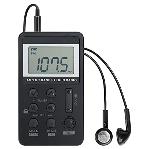 JESSON Personal AM FM Pocket Radio Portable Digital Tuning Stereo Radio with Earphone and Rechargeable Battery for Walk