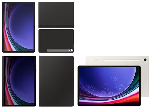 Image of Samsung Galaxy Tab S9 RAM 12 GB, ROM 256 GB, Wi-Fi + 5G Tablet, Beige with S9 Screen Protector, Transparent & S9 Book Cover Keyboard, Black & S9 Privacy Screen, Black & S9 Smart Book Cover, Black